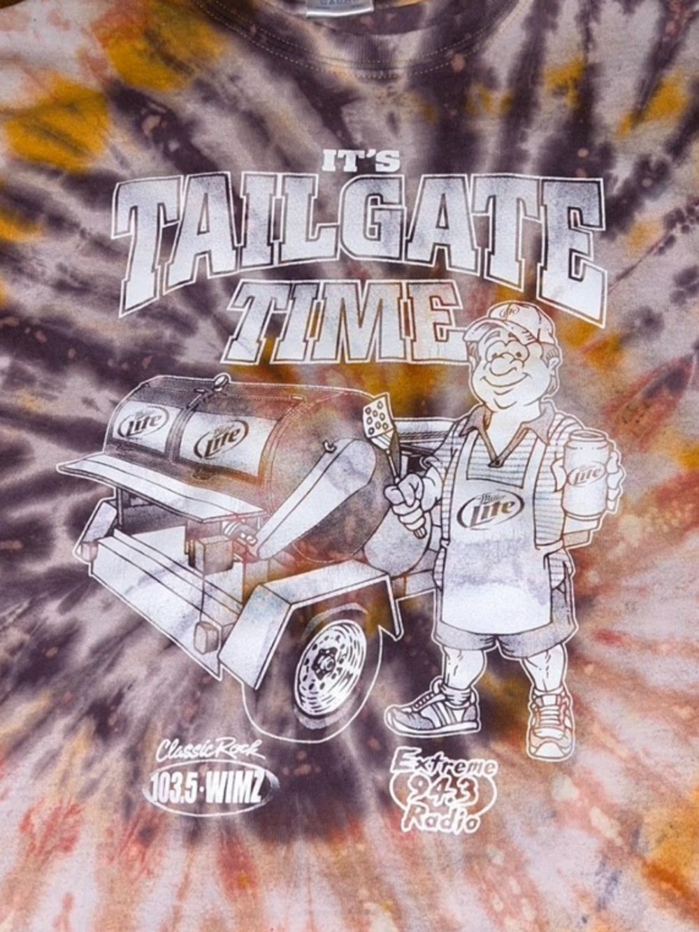 Tennessee Tailgate Orange Purple Retro Tie Dye Graphic Short Sleeve Shirt Size M - Picture 4 of 5